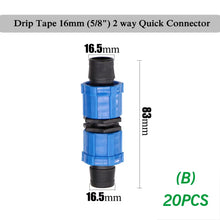 Load image into Gallery viewer, 20Pcs 16Mm 5/8 "Drip Irrigation with Elbow Tee End Plug Threaded Locking Connector Garden Agricultural Water Saving Ho