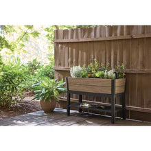 Load image into Gallery viewer, Oak Vinyl Resin Garden Bed Planter with Storage Shelf (44 In. L X 18 In. W X 31 In. H)