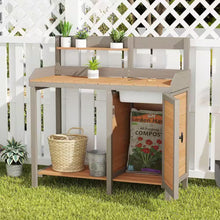 Load image into Gallery viewer, Outdoor Wood Potting Bench Table with Sink, Garden Table Work Bench with Storage, Workstation for outside Patio Lawn