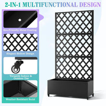 Load image into Gallery viewer, 35 In. X 16 In. X 71 In. Black Metal Raised Garden Planter Box with Trellis for Climbing Plants &amp; Cucumbers