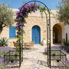 Load image into Gallery viewer, 86.6 In. Black Metal Garden Trellis Climbing Plants Support Rose Arch Outdoor Arch