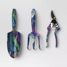 Load image into Gallery viewer, 3Pc Shears Gardening Tool Set Dark Palm Banana Tropical Blue - Threshold™