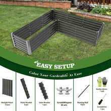 Load image into Gallery viewer, 74 In. L-Shaped Gray Metal Planter Box Raised Garden Bed for Planting Vegetables Flowers