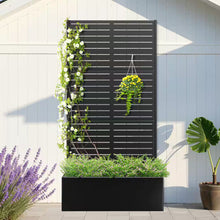 Load image into Gallery viewer, 35 In. X 16 In. X 71 In. Black Metal Raised Garden Planter Box with Trellis for Climbing Plants &amp; Cucumbers