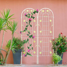 Load image into Gallery viewer, 71 In. Cream White Metal Garden Trellis for Climbing Plants Rustproof Outdoor Flower Support (4-Pack)