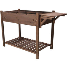 Load image into Gallery viewer, 8-Pockets Wood Horticulture Elevated Raised Garden Bed with Foldable Side Table and Storage Shelf, Brown
