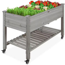 Load image into Gallery viewer, 48 In. X 24 In. X 32 In. Wood Raised Garden Bed with Lockable Wheels, Liner - Gray