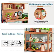 Load image into Gallery viewer, 46.9 In. W X 65 In. H Outdoor Potting Bench Table Garden Potting Bench with 4-Storage Shelves and Side Hook in Natural