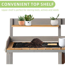 Load image into Gallery viewer, Outdoor Wood Potting Bench Table with Sink, Garden Table Work Bench with Storage, Workstation for outside Patio Lawn