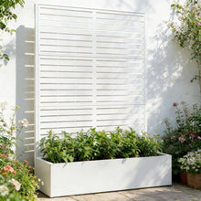 Load image into Gallery viewer, 47 In. X 16 In. X 71 In. White Metal Raised Garden Planter Box with Trellis for Climbing Plants and Cucumbers