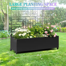 Load image into Gallery viewer, 47 In. X 16 In. X 71 In. Black Metal Raised Garden Planter Box with Trellis, Rolling Wheels