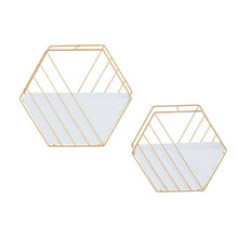 Load image into Gallery viewer, 10In. Medium White Metal Geometric Indoor Outdoor Hanging Wall Planter (2- Pack)