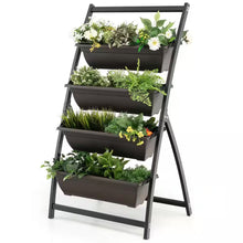 Load image into Gallery viewer, 4 Ft. 4-Tier Black Metal Vertical Raised Garden Bed Elevated Planter Box with 4 Container Boxes
