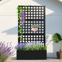 Load image into Gallery viewer, 35 In. L X 16 In. W X 71 In. H Black Metal Raised Garden Planter Box Trellis-Rectangle Outdoor Pot for Climbing Plants