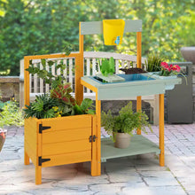 Load image into Gallery viewer, Wooden Potting Bench for Kids with See-Through Window Planter Box Garden Trellis