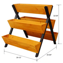 Load image into Gallery viewer, 34.6 In. X 29.5 In. X 32.6 In. Brown Wooden 3-Tier Raised Garden Bed with Legs-Kit for Flowers, Herbs, and Vegetables