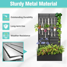 Load image into Gallery viewer, 35 In. X 16 In. X 71 In. Black Metal Raised Garden Planter Box with Trellis for Climbing Plants &amp; Cucumbers