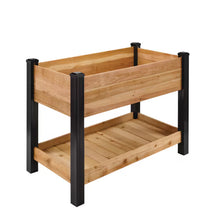 Load image into Gallery viewer, Cedar Wood Elevated Raised Garden Bed with Shelf and Vinyl Legs (45.5 In. L X 24 In. W X 32 In. H)