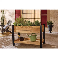 Load image into Gallery viewer, Cedar Wood Elevated Raised Garden Bed with Shelf and Vinyl Legs (45.5 In. L X 24 In. W X 32 In. H)