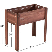 Load image into Gallery viewer, 29 In. Inner Length Brown Wood Rectangle Outdoor Raised Garden Bed Raised Planter Boxes with Legs (1-Pack)
