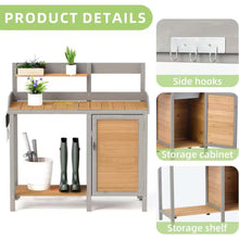 Load image into Gallery viewer, Outdoor Wood Potting Bench Table with Sink, Garden Table Work Bench with Storage, Workstation for outside Patio Lawn