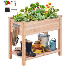 Load image into Gallery viewer, 33.9 In. L X 18.1 In. W X 30 In. H Wooden Raised Garden Bed Planter Box Flower Veget