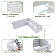 Load image into Gallery viewer, 74 In. L-Shaped White Metal Planter Box Raised Garden Bed for Planting Vegetables Flowers