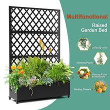 Load image into Gallery viewer, 47 In. X 16 In. X 71 In. Black Metal Garden Planter Box with Trellis-Grow Cucumbers and Climbing Plants