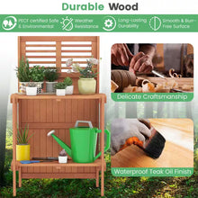 Load image into Gallery viewer, 26.5 In. W X 44 In. H Natural Wood Potting Bench Waterproof Garden Table with 2-Tier Open Storage Shelf