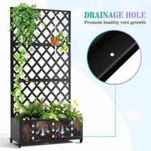 Load image into Gallery viewer, 35 In. X 16 In. X 71 In. Black Metal Raised Garden Planter Box with Trellis for Climbing Plants &amp; Cucumbers