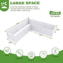 Load image into Gallery viewer, 74 In. L-Shaped White Metal Planter Box Raised Garden Bed for Planting Vegetables Flowers