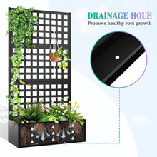 Load image into Gallery viewer, 35 In. L X 16 In. W X 71 In. H Black Metal Raised Garden Planter Box Trellis-Rectangle Outdoor Pot for Climbing Plants