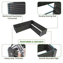 Load image into Gallery viewer, 74 In. L-Shaped Gray Metal Planter Box Raised Garden Bed for Planting Vegetables Flowers