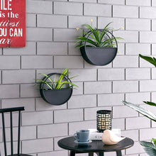 Load image into Gallery viewer, Round Black Iron Wall Mounted Planters (Set of 2)