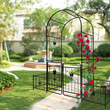 Load image into Gallery viewer, 86.6 In. Black Metal Garden Trellis Climbing Plants Support Rose Arch Outdoor Arch