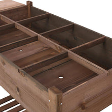 Load image into Gallery viewer, 8-Pockets Wood Horticulture Elevated Raised Garden Bed with Foldable Side Table and Storage Shelf, Brown