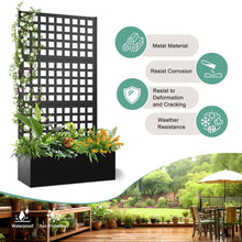 Load image into Gallery viewer, 35 In. L X 16 In. W X 71 In. H Black Metal Raised Garden Planter Box Trellis-Rectangle Outdoor Pot for Climbing Plants