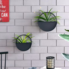 Load image into Gallery viewer, Round Black Iron Wall Mounted Planters (Set of 2)