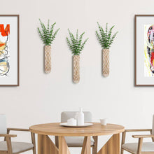 Load image into Gallery viewer, 3 Pack Geometric Wall Planter, Natural Paulownia Wood Hanging Vase for Fake Plants/Dried Flowers, Modern Farmhouse Decor