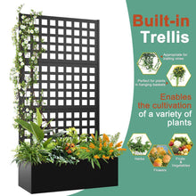 Load image into Gallery viewer, 35 In. L X 16 In. W X 71 In. H Black Metal Raised Garden Planter Box Trellis-Rectangle Outdoor Pot for Climbing Plants