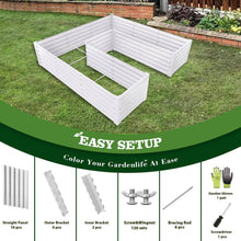 Load image into Gallery viewer, 74 In. U-Shaped White Metal Planter Box Raised Garden Bed for Planting Vegetables Flowers