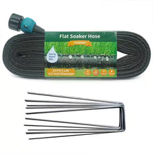 Load image into Gallery viewer, 25 Ft Flat Soaker Hose with Stake, Linkable Drip Irrigation System for Garden, Saves 82% Water, Leak-Free Design