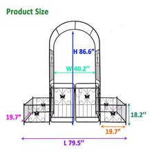 Load image into Gallery viewer, 86.6 In. Black Metal Garden Trellis Climbing Plants Support Rose Arch Outdoor Arch