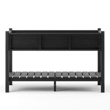 Load image into Gallery viewer, 46 In. L X 17 In. W X 28 In. H Black Plastic Wood Raised Garden Bed with Tools, Water Resistant Elevated Planter Box