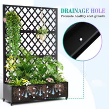 Load image into Gallery viewer, 47 In. X 16 In. X 71 In. Black Metal Garden Planter Box with Trellis-Grow Cucumbers and Climbing Plants