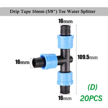 Load image into Gallery viewer, 20Pcs 16Mm 5/8 "Drip Irrigation with Elbow Tee End Plug Threaded Locking Connector Garden Agricultural Water Saving Ho