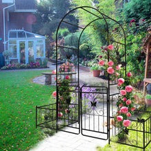 Load image into Gallery viewer, 86.6 In. Black Metal Garden Trellis Climbing Plants Support Rose Arch Outdoor Arch