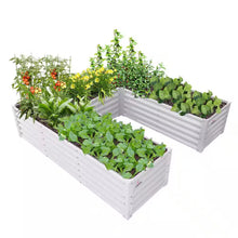 Load image into Gallery viewer, 74 In. U-Shaped White Metal Planter Box Raised Garden Bed for Planting Vegetables Flowers