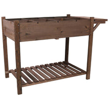 Load image into Gallery viewer, 8-Pockets Wood Horticulture Elevated Raised Garden Bed with Foldable Side Table and Storage Shelf, Brown