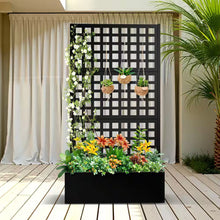 Load image into Gallery viewer, 35 In. L X 16 In. W X 71 In. H Black Metal Raised Garden Planter Box Trellis-Rectangle Outdoor Pot for Climbing Plants